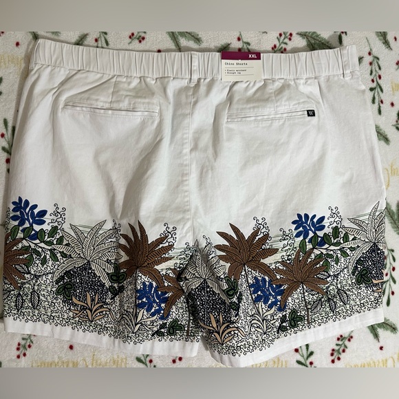 Houston White X Target Mens Chino Shorts Size XXL White Brown Leafs Print NWT. - Picture 6 of 9
